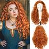 YEESHEDO Brave Merida Parrucca lunga e riccia arancione Cosplay parrucca rossa per Halloween costume da principessa