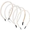 Penitue 5pz Cerchietto di Perle per Donna, 5 Stili Fasce Capelli con Perle in Acrilico Antiscivolo Alla Moda Eleganti Accessori Capelli Femminili per Compleanno Festa Matrimonio Uso Quotidiano