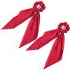 Xinjoduz 2 elastici per capelli rossi con fiocco per coda di cavallo, sciarpe annodate in raso di seta da donna, capelli lunghi spessi, sottili (rosso)