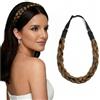 BUYOGET Cerchietto intrecciato biondo scuro marrone scuro 3 fili di capelli sintetici intrecciati regolabile trecce elastiche per donne