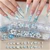 Dornail 3D Nail Charms Summer Beach 2Boxe Aurora Bianco Blu Stella Marina Conchiglia Conchiglia Coda di Cocco Perle Strass Chiodi Charms Estate Mare Oceano Palma Shell Nail Art Charms Accessori