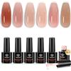 Modelones 8 in One Builder Gel, 6 Colori Rosa Nude Marrone Gel Duro per Ricostruzione, Estensione Rapida Delle Unghie, Smalto UV Soak-off, Unghie per Saloni di Bellezza, Set per Manicure
