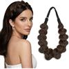 BUYOGET Cerchietto intrecciato marrone 4 fili di capelli sintetici intrecciati regolabile trecce elastiche per donne
