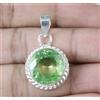 Ciondolo Peridoto Verde Naturale Rotondo Ct 22.25 In Argento 925 Sterling