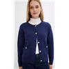 Freemans Cardigan Con Bottoni D'Oro FREEMANS In Blu Scuro UK 18/20 Plus (fm235-9)