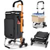 VOUNOT® Carrello Spesa Pieghevole in Alluminio, Carrello Portaspesa 6 Ruote con Borsa Termico e Ganci, 60 L, Nero