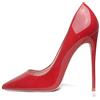 GENSHUO - Scarpe décolleté da donna, con tacco alto a spillo, stile sexy, slip on, da festa,rosso, 38 EU(8 US)