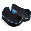 Generico Cuscino Sedile in Memory Foam Ortopedico, Ergonomico, Sollievo Pressione, 46x40x11 cm, Nero e Blu