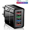 EOENKK Caricatore USB 3A Carica rapida USB a 4 porte 3.0 Spina UE USA Caricatore per telefono cellulare Adattatore da muro Ricarica rapida portatile per iPhone 16 Pro