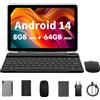 PRITOM Tablet Android da 10,1" con processore Octa-core 8 GB (4 + 4 GB virtuale) RAM 64 GB ROM Touchscreen HD IPS, Wi-Fi 6, BT 5.0, doppia fotocamera