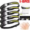 ZHIYU 1-10PCS Sensore LED Lampada frontale Batteria incorporata USB ricaricabile Testa Torcia elettrica Faro Testa Torcia da campeggio Pesca Ricerca Luce
