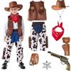 BOYIFEIJIE Costume Western Cowboy per Bambini 3-11 Anni, Set Completo con Cappello, Gilet, Cintura, Bandana Rossa & Accessori, Abito di Carnevale e Cosplay
