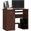 AKORD | Scrivania per PC Jay con Tastiera e Ripiano per PC | Scrivania per ufficio | Scrivania per Computer | Tavolo da ufficio | L90 x H74 x P50 cm 29 kg | Wengé