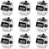 Anlising 9PCS Contatore Manuale, Mano Contatori di Conteggio, 4 Cifre Contatore Meccanico, Contatori Manuali di 4 Cifre, Metallo Mano Contatori, per Il Conteggio, Coaching, Golf, Pesca (Argento)