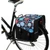 BikyBag Classic CS - Borse Doppie Posteriori da Bici per Portapacchi - 26L (2x13L), Idrorepellenti, Coperchio Diagonale, Base Rinforzata, Strisce Riflettenti (Margherite)