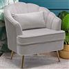 BAKAJI Poltrona Sedia Relax Rivestimento in Tessuto Struttura Legno e Gambe in Metallo Colore Oro Imbottita Design Moderno Decorazione Trapuntata Ampio Schienale Dimensione 80 x 78 x 82 cm (Grigio)