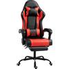HOMCOM Sedia Gaming con Massaggio Lombare a Vibrazione, Reclinabile 155°, Altezza Regolabile, Poggiatesta e Poggiapiedi Retrattile, Rosso | Aosom Italy
