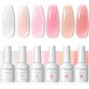 PEACECOLOR Smalto Semipermanente Unghie, 6 Colori Soak Off Smalto Trasparente Rosa Bianco Latte Unghie Gel Smalto Per Unghie Set Nail Art Fai Da Te a Casa 10ML