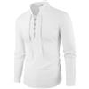 👔 Camicia Uomo Vintage Cotone Lino Collo con Lacci Casual Elegante Manica Lunga