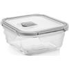 H&H Contenitore in Vetro con Coperchio in Polipropilene con Valvola - 530 ml, 13,5x13,5 cm - Ermetico, Lavabile in Lavastoviglie, Microonde e Forno (senza coperchio)
