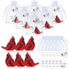 Roowest Il set regalo cardinale commemorativo di Natale include 6 figure di statue cardinali rosse 6 biglietti rossi piumati, 6 sacchetti di organza per Natale, casa, giardino, decorazione simpatia, dolore