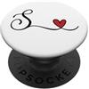 Monogram Designs S Iniziale Cuore Monogramma Regalo, PopSockets PopGrip Adesivo