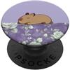 Animal Print Cute And Fun Lazy Capybara Sleepy Floral Pastel Viola Elegante Rosa PopSockets PopGrip Adesivo