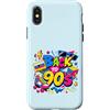 Funny Nineties 90s Costume Party Back to Custodia per iPhone X/XS Back to 90s Nostalgia Roller Skate Boombox Cassette anni Novanta