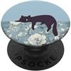 Animal Print Cute And Fun Lazy Cat Rose Blu Pastello Floreale PopSockets PopGrip Adesivo