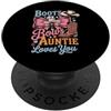 Boots or Bows Auntie Loves You Gender Re Stivali o fiocchi Auntie Loves You Gender Reveal Party Family PopSockets PopGrip Adesivo