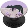 Animal Print Cute And Fun Sleepy Floral Rose viola pastello Lazy Cat Summer PopSockets PopGrip Adesivo