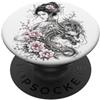 Wholesome Sketch Co Blossom Dragon Lady, stampa a inchiostro rosa con fantasia floreale PopSockets PopGrip Adesivo