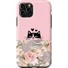 Animal Print Cute And Fun Custodia per iPhone 11 Pro Lazy Cat Sleepy Rose rosa pastello floreale rosa cipria