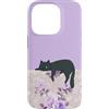 Animal Print Cute And Fun Custodia per iPhone 14 Pro Sleepy Floral Rose viola pastello Lazy Cat Summer