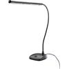 K&M 12296 Lampada da pianoforte, nera - paralume di 29,6 cm con collo di cigno - 12 LED luminosità di 2500 Lux, cavo di 3 m