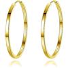 Bewenda Orecchini a cerchio in argento 925, grandi, in argento sterling 925, ipoallergenici, grandi orecchini a cerchio, diametro 40/50/60 mm, a cerchio rotondo, Oro giallo, Nessuna pietra preziosa