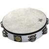 REMO Tamburello da 20 cm 8" con pelle naturale con 16 paia di piattini colore bianco