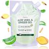 OmBiance Naturae Gel Aloe Vera & Zenzero - Idratante, Tonificante e Rassodante - Con Aloe Fresco Biologico da Spagna - Per Viso, Corpo, Capelli - Doposole, Post Rasatura, Gambe Pesanti - Prodotto in Francia (2000 ml)