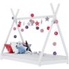 vidaXL Giroletto per Bambini a Doghe Design Casetta Decorativo Robusto Struttura Telaio Letto Arredi Cameretta 70x140 cm Bianco Legno Massello di Pino