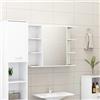 vidaXL Armadietto a Specchio Specchiera Mobiletto Arredamento Pensile Scaffale Bagno Dispensa Mobile Muro Sospeso Bianco in Multistrato