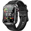 Ypaddbu Orologio intelligente militare per uomo 1,96 pollici Smartwatch sportivo all'aperto con risposta/effettuazione di chiamate, ossigeno nel sangue, frequenza cardiaca e monitoraggio del (Nero)