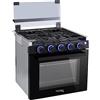 RecPro Fornello per camper con finitura nera | Cucina a gas alta 53,3 cm | 6500 e 8000 BTU a tre fuochi | forno 7100 BTU con capacità di 1,8 Cu. Ft | Cappa ventilata opzionale