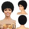Fereowth Parrucca capelli umani Afro corta nera 100% naturale, taglio riccio realistico, per donne (nero)