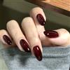 TESGADGETS 24 pezzi Unghie finte rosso scuro a pressione mandorla medio lunghe, Pezzi acrilici bordeaux, Unghie finte monocolore medi estensione, Pezzi a stiletto copertura completa lucida