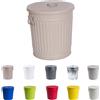 H&D Manufaktur Cestino metallico Jinfa con coperchio e maniglie - per sacchetti gialli, contenitori per vuoti a rendere, secchi per cenere del camino, contenitori per mangimi, contenitori per pellet | Beige | 7L