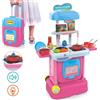 TrAdE Shop Traesio CUCINA GIOCATTOLO BAMBINI FORNELLO LUCI SUONI RICHIUDIBILE IN TROLLEY ACCESSORI