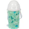 Safta PREESCOLAR DINO - Bottiglia di apertura automatica, con cannuccia, bottiglia d'acqua, senza BPA, con tracolla, comoda e leggera, 500 ml, 7,3 x 19,5 cm, Verde, M, Casual