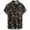 CARNOBA Camicia da Uomo Stampata in 3D Camicie a Maniche Corte con Teschio retrò con Risvolto Camicia Estiva da Spiaggia con Bottoni Regolari Top hawaiani Casual