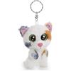 NICI Glubschis, Calli Malli 63040 - Portachiavi con Peluche a Forma di Gatto Calico, da attaccare allo Zaino o alla Borsa, per Grandi e piccini, 9 cm, Bianco