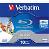 Verbatim BD-R DL 50GB 6x Wide Printable 10pk 10 Pack Jewel Case - P (Video Game)